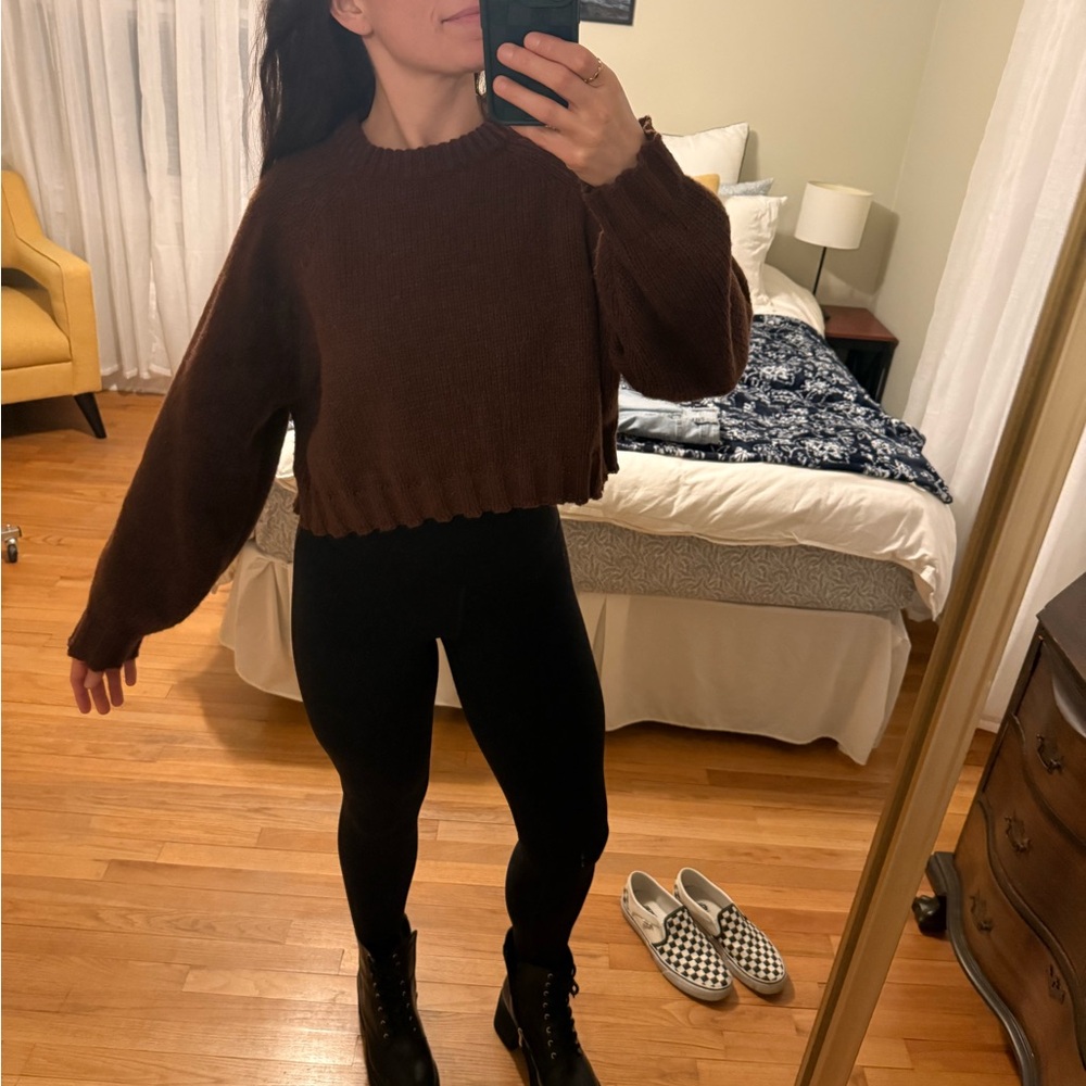 SHEIN Chocolate Brown Cropped Sweater